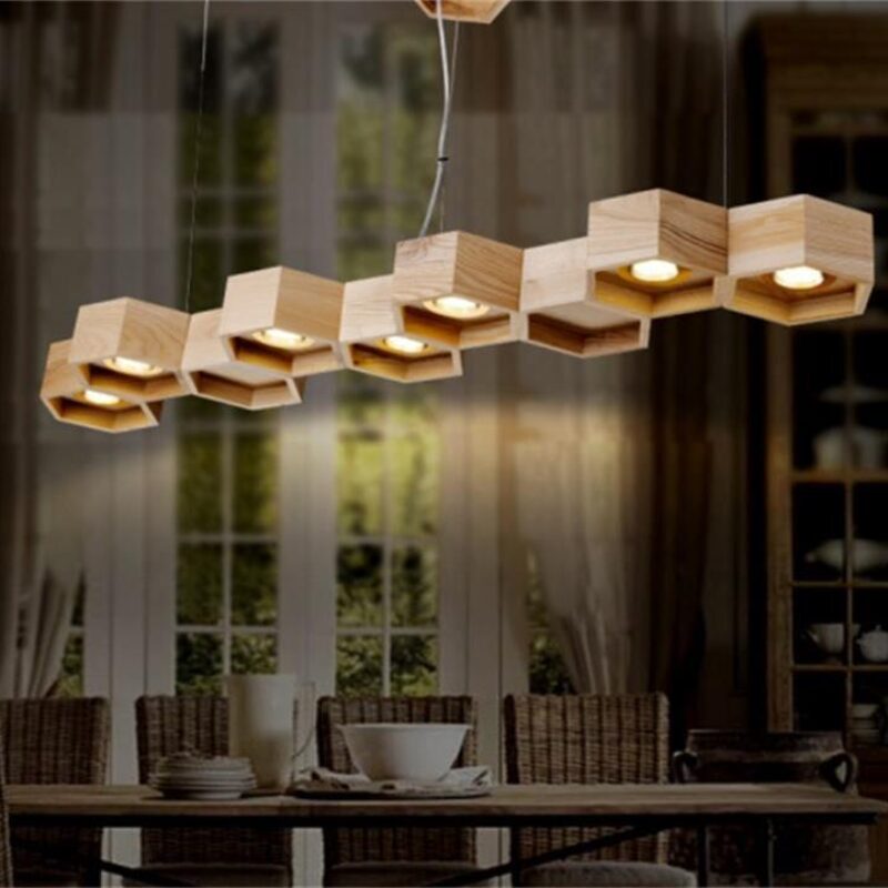 Dutti D0035 LED Chandelier rustic art creative modern minimalist personality solid wood dining room living room bedroom study bar Lamp